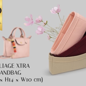 Le Pliage Xtra XS ハンドバッグ用フェルトバッグオーガナイザーインサート | ポケット付きカスタマイズ可能なハンドバッグシェイパー | カラーオプション付きハンドバッグオーガナイザー