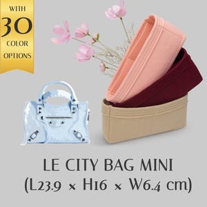 Inserto per borsa Balen. Le City Bag Mini - Organizer in feltro personalizzabile - Organizer per borsa - Con multitasche e cerniera