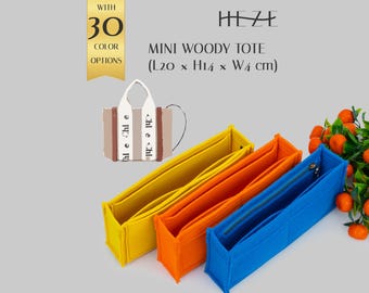 Mini Woody Tote Organizer, Felt Bag Insert, Purse Organizer, Handbag Divider