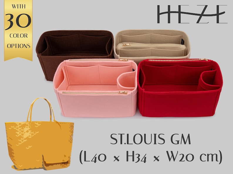 Deluxe Felt Tote Bag Insert for St.Louis GM, Customizable Handbag Organizer with Pockets image 1