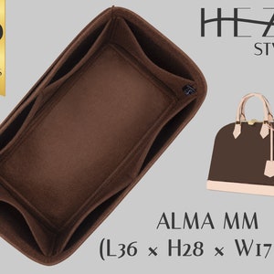 Handbag Insert for Alma MM Handbag - Customizable Felt Organizer - Purse Organizer - With Multipocket and Zipper Feature