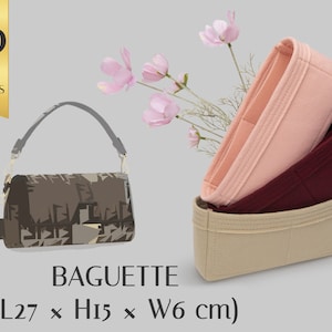 Felt Bag Organizer Insert for Baguette Bag, Customizable Handbag Shaper with Pockets, Durable Bag Liner, Versatile Tote Organization