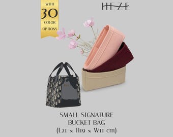 Inzetstuk voor kleine Signature bucket bag, vilten tasorganizer met vakjes, beschermhoes voor handtasvoering