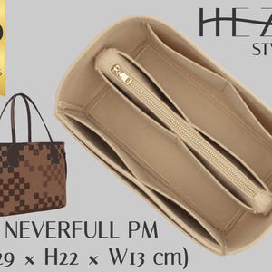 Deluxe Felt Tote Bag Insert for Neverfull PM, Customizable Handbag Organizer with Pockets