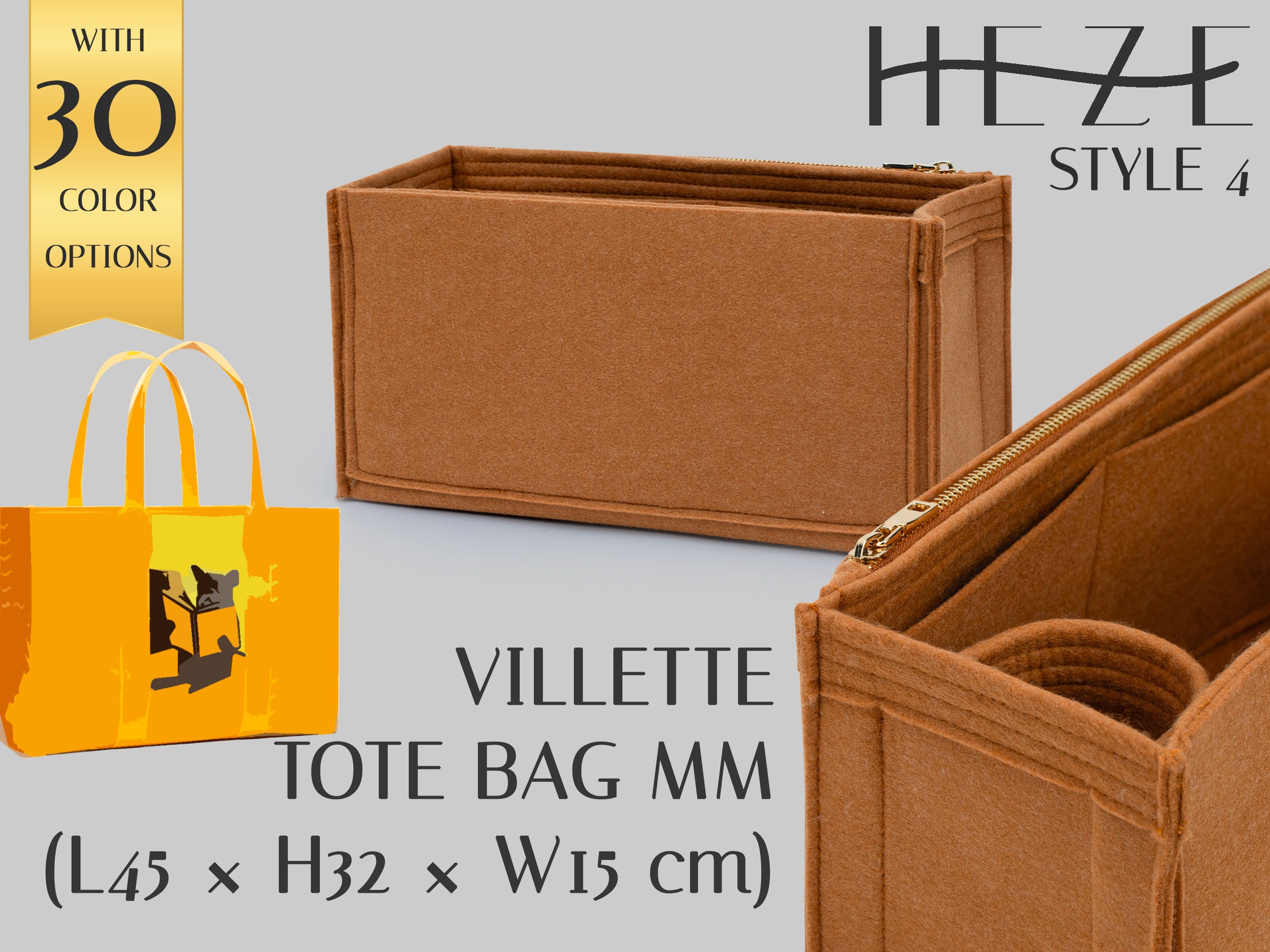 Customizable Felt Purse Organizer for Villette Tote Bag MM - Multi-Pocket, Durable Bag Insert