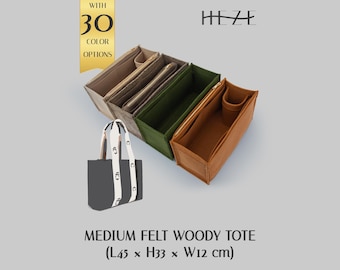 Medium Woody Tote Organizer, Felt Bag Insert, Tote Shaper, Handbag Organizer