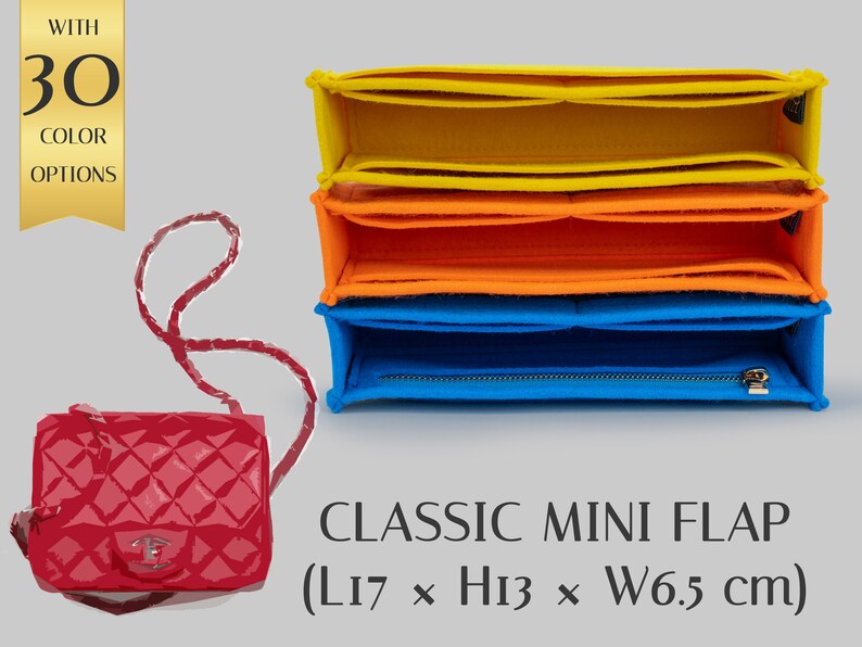 Felt Bag Organizer Insert for CC Mini Flap Customizable Handbag Shaper with Pockets Handbag Organizer with Color Options image 1
