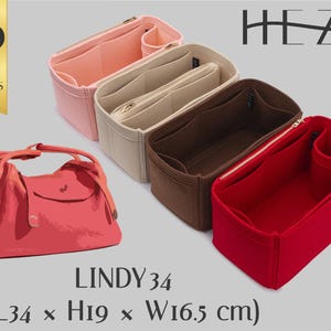 Organizador de Bolsas Compatível com Lindy 34 - Inserção Organizadora de Feltro Deluxe - Com Vários Bolsos e Zíper