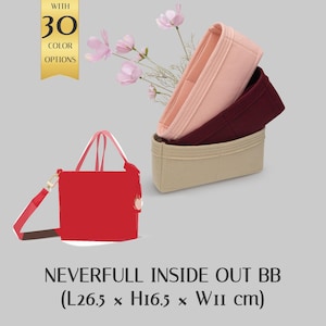 Organizador Neverfull Inside Out BB em feltro, 2 mm, com vários bolsos.