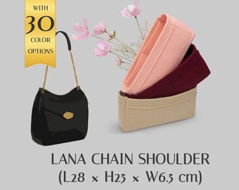 Handbag Insert for Lana Chain Shoulder Bag - Customizable Felt Organizer - Purse Organizer - With Multipocket and Zipper Feature
