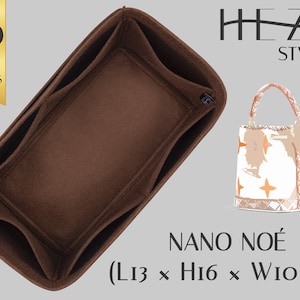 Nano Noe Compatible Bag Shaper - Deluxe Felt Organizer Insert - With Multipocket and Zipper Feature - Noe Insert - Noe Bag Organizer