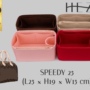 Speedy 25 Compatible Bag Shaper - Deluxe Felt Organizer Insert - With Multipocket and Zipper Feature