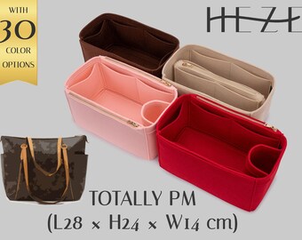 Totally PM Tote Bag Insert Organizer: Felt, 4 Pocket Styles (Gold or Silver Zipper)