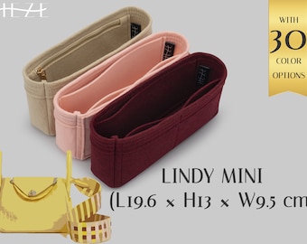 Lindy Mini Compatible Bag Shaper - Deluxe Felt Organizer Insert - With Multipocket and Zipper Feature