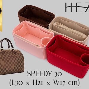 Speedy 30 Bag Organizer Insert, Felt Multi-Pocket (Custom Zipper Color)