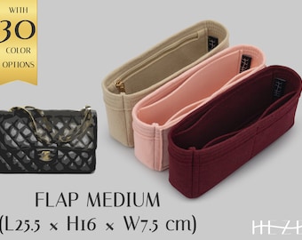 Custom Felt Organizer Insert for Designer Handbags: Medium Flap Purse Liner with Multiple Pockets