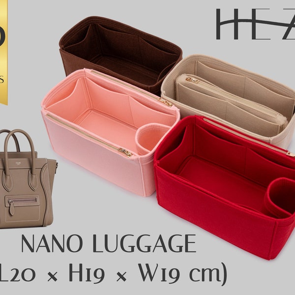 Handbag Insert for Nano Luggage - Customizable Felt Organizer - Purse Organizer - With Multipocket and Zipper Feature