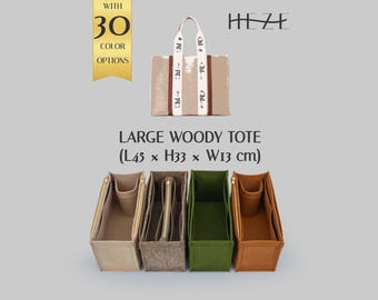 Large Woody Tote Organizer, Felt Bag Insert, Tote Shaper, Handbag Organizer