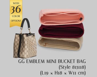 Elegant Felt Purse Insert for Emblem Mini Bucket Bag – Customizable Handbag Organizer with Color Options - Style 815118