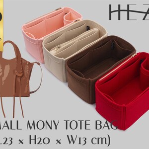 Inserto para bolso: Organizador pequeño Mony Tote (fieltro, multibolsillos, cremallera)