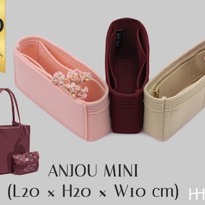 Customizable Felt Purse Insert for Anjou Mini: Elegant Handbag Organizer with Multipockets and Zipper