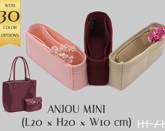 Customizable Felt Purse Insert for Anjou Mini: Elegant Handbag Organizer with Multipockets and Zipper