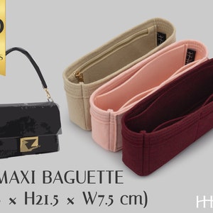 Felt Bag Organizer Insert for Maxi Baguette Bag | Customizable Handbag Shaper with Pockets | Handbag Organizer with Color Options