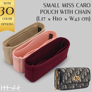 Deluxe Handbag Organizer for Small Miss Caro Pouch with Chain - Customizable Personal Organizer with Pockets - Multiple Color Options
