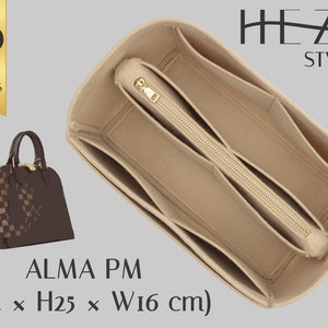 Handbag Insert for Alma PM Handbag - Customizable Felt Organizer - Purse Organizer - With Multipocket and Zipper Feature