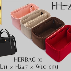 Organiseur de sac à main en feutre pour Herbag 31 (plusieurs poches, couleurs de fermeture à glissière personnalisées)