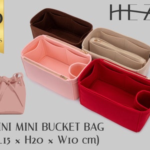 Mansur Gav. Mini Mini Bucket Bag Compatible Bag Shaper - Deluxe Felt Organizer Insert - With Multipocket - Bucket  Bag Organizer