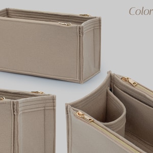 May include: Beige felt bag organizers with gold-colored zippers. The organizers have multiple compartments and are designed to fit inside a handbag. The text "Color: 30" is visible in the image.