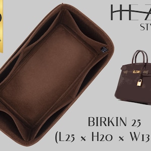 Birkin 25 Compatible Bag Shaper - Deluxe Felt Organizer Insert - With Multipocket and Zipper Feature