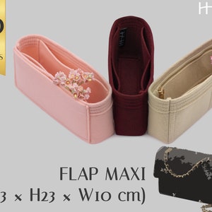 Flap Maxi Compatible Bag Shaper - Deluxe Felt Organizer Insert - With Multipocket and Zipper Feature