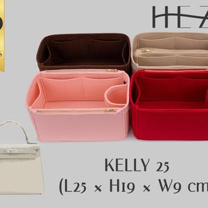 Kelly 25 Compatible Bag Shaper - Deluxe Felt Organizer Insert - With Multipocket and Zipper Feature