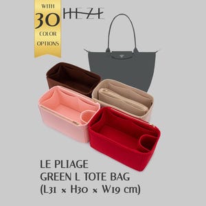 Green L Tote Organizer, Felt Purse Insert, Large Tote Bag Shaper