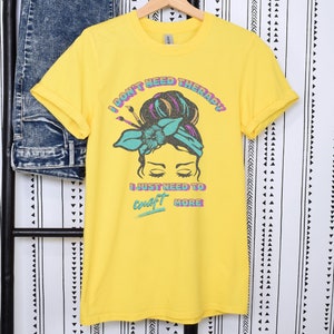 Gildan Softstyle shirt that says I dont need therapy I just need to craft more. Color Daisy Yellow