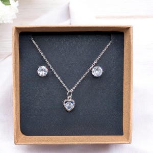 Swarovski Crystal Set, Jewelry Set, Crystal Stud Earrings, Crystal Pendant Necklace, Gift Set, Gift for her, Sterling Silver Jewelry