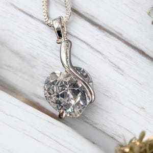 Swarovski Crystal Necklace, Sterling Silver Necklace, Pendant Necklaces, Heart Necklace, Crystal Necklace, Gift for Her, Heart Crystal Gift
