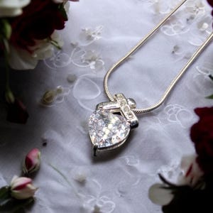 Swarovski Crystal Necklace, Sterling Silver Necklace, Pendant Necklaces, Heart Necklace, Crystal Necklace, Gift for Her, Heart Crystal Gift