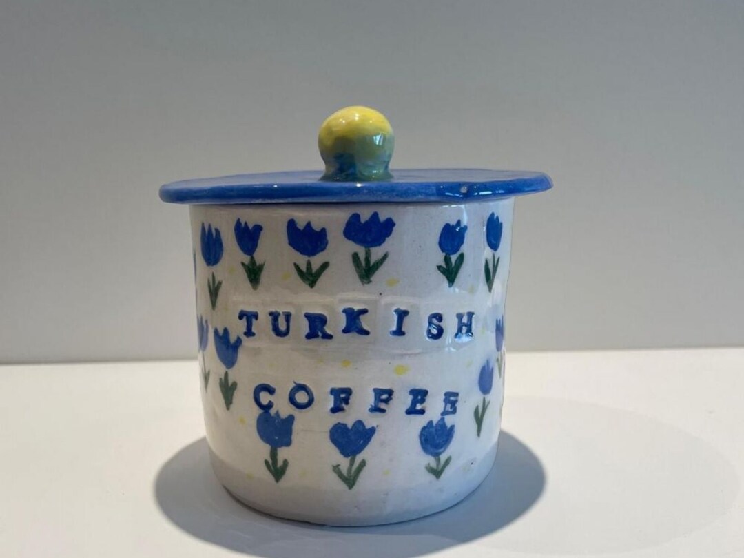 Coffee Canister Tulip Patterned Turkish Etsy