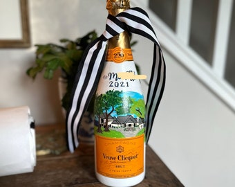 Painted champagne bottle