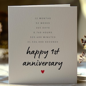 Tarjeta imprimible para el primer aniversario, para el esposo, regalo para el primer aniversario, para la esposa, linda tarjeta de aniversario, para el primer aniversario de novia/él, AC7
