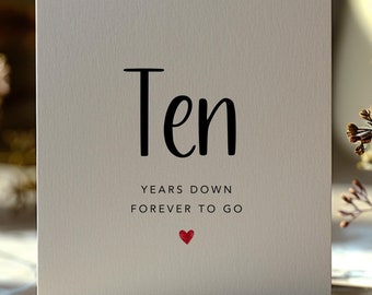 Printable 10th Anniversary Card, Minimalist design, Digital Download, Printable