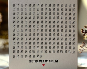 1000 Days Anniversary Card, Thousand days of Love Printable Card, One Thousand Day Tally count, Printable Anniversary Girl/Boyfriend, AC8