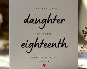 Personalized Daughter 18th Birthday Card, Custom Daughter 18 Years Old Birthday Card , Cute 18th Birthday Gift for daughter, BCC8
