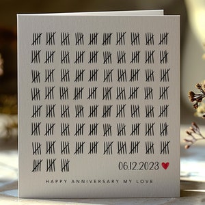Tarjeta de primer aniversario personalizada con fecha para esposo, novio, regalo de primer aniversario, recuento de 365 días, primer aniversario para esposa, ACC2