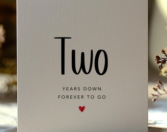 Printable 2nd Anniversary Card, Two Years (PDF)