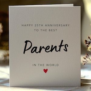 Cartão de 25º aniversário, Bodas de Prata, Presente de aniversário de 25 anos para os pais, Cartão exclusivo para o 25º aniversário de casamento dos pais, AC19