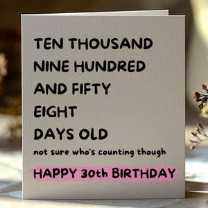 Carte d'anniversaire numérique amusante pour elle | 30e anniversaire | Voeux humoristiques téléchargeables pour filles | Téléchargement instantané | Trente anniversaire BC7